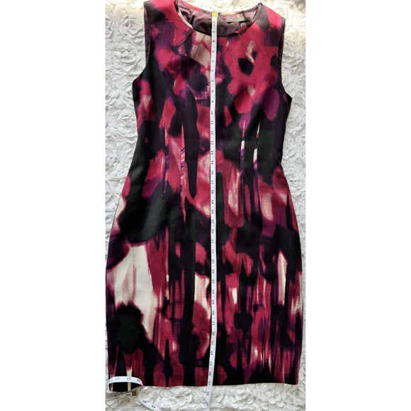 Elie Tahari Size 8 Woman's Dress Watercolor Pink And Purple Pencil Sheath Dress - Picture 3 of 10